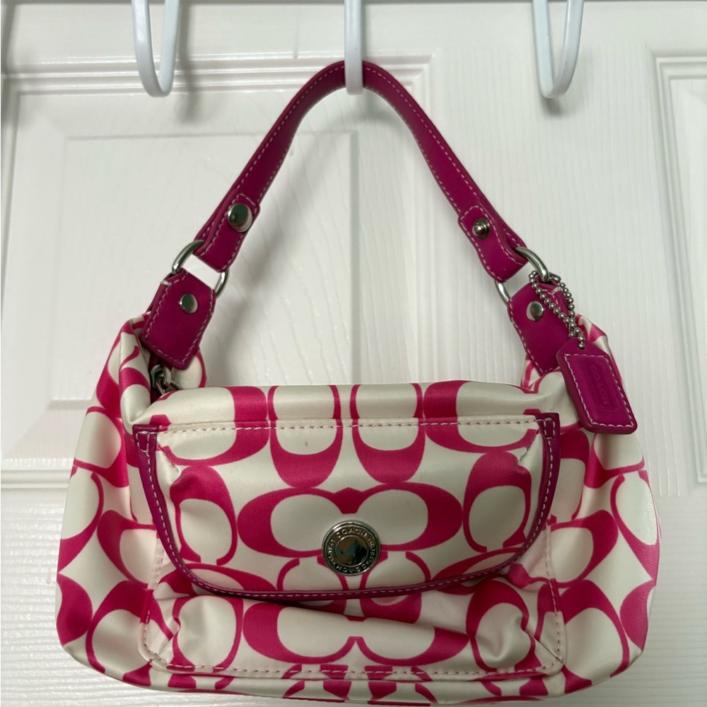 Coach Fuchsia and Cream Shoulder Bag